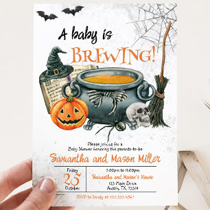 A Baby is Brewing Halloween Baby Shower Invitation