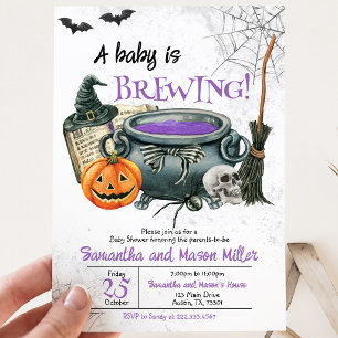A Baby is Brewing Halloween Baby Shower Invitation