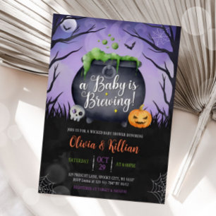 A Baby is Brewing Halloween Baby Shower Invitation