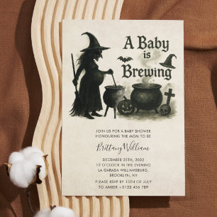 A Baby Is Brewing Halloween Baby Shower Invitation