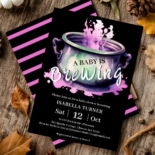 A Baby is Brewing   Halloween Baby Shower Invitation
