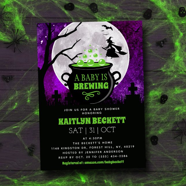 A Baby Is Brewing Halloween Baby Shower Invitation (Creator Uploaded)