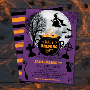 A Baby Is Brewing Halloween Baby Shower Invitation