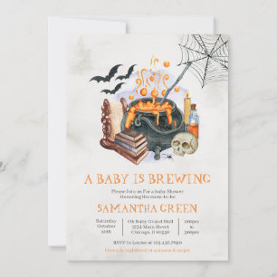 A Baby is Brewing Halloween Baby Shower Invitation