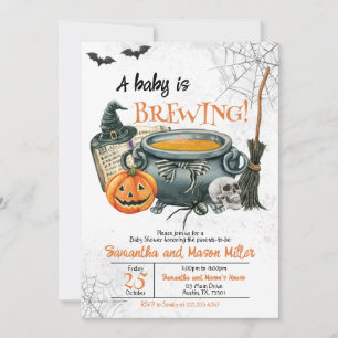 A Baby is Brewing Halloween Baby Shower Invitation
