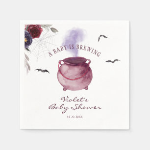 A Baby Is Brewing Halloween Baby Shower Napkin