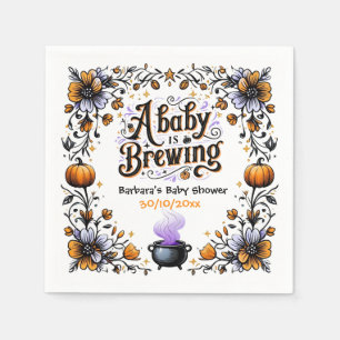 A Baby is Brewing Halloween Baby Shower Napkin