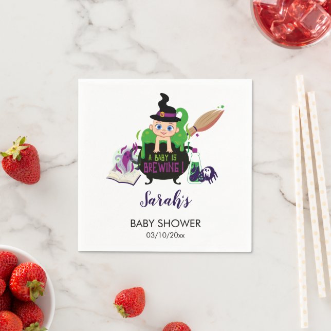 A Baby Is Brewing Halloween Baby Shower  Napkin (Insitu)