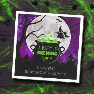 A Baby Is Brewing Halloween Baby Shower Napkin