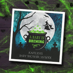A Baby Is Brewing Halloween Baby Shower Napkin