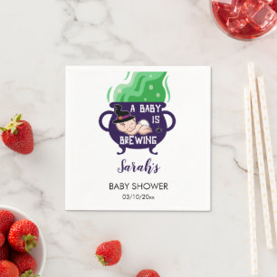 A Baby Is Brewing Halloween Baby Shower Napkin