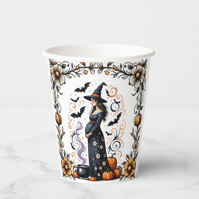 A Baby is Brewing Halloween Baby Shower  Paper Cups (Front)