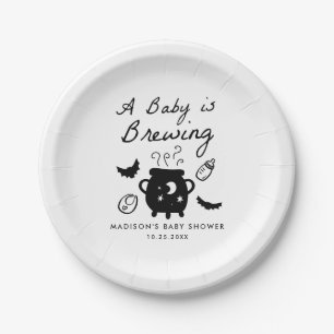 A Baby is Brewing Halloween Baby Shower Paper Plate