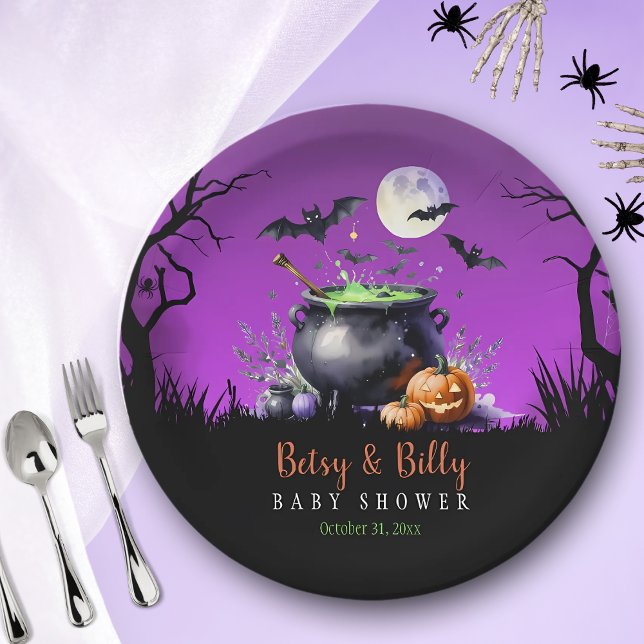 A Baby Is Brewing Halloween Baby Shower  Paper Plate (Creator Uploaded)