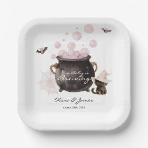 A Baby is Brewing Halloween Baby Shower Paper Plate