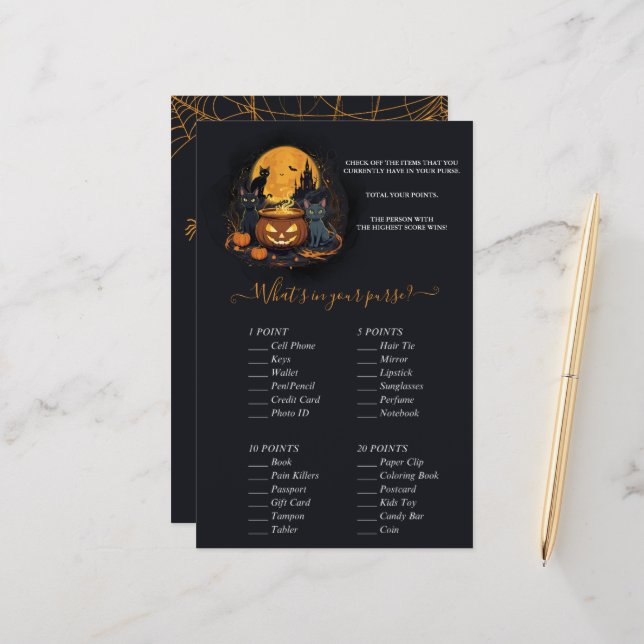 A Baby Is Brewing Halloween Baby Shower Purse Game (Front/Back In Situ)