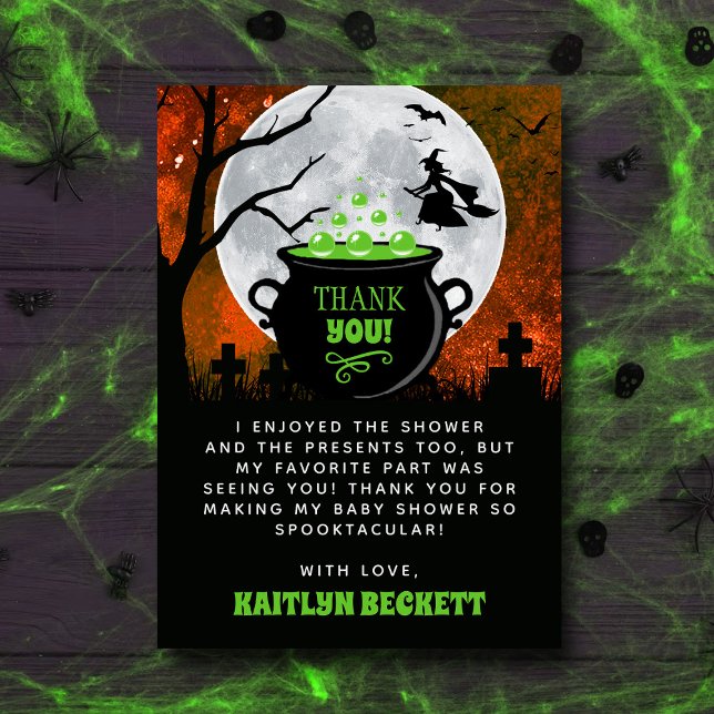 A Baby Is Brewing Halloween Baby Shower Thank You Card (Creator Uploaded)