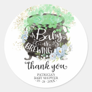 A Baby Is Brewing Halloween Baby Shower Thank You  Classic Round Sticker