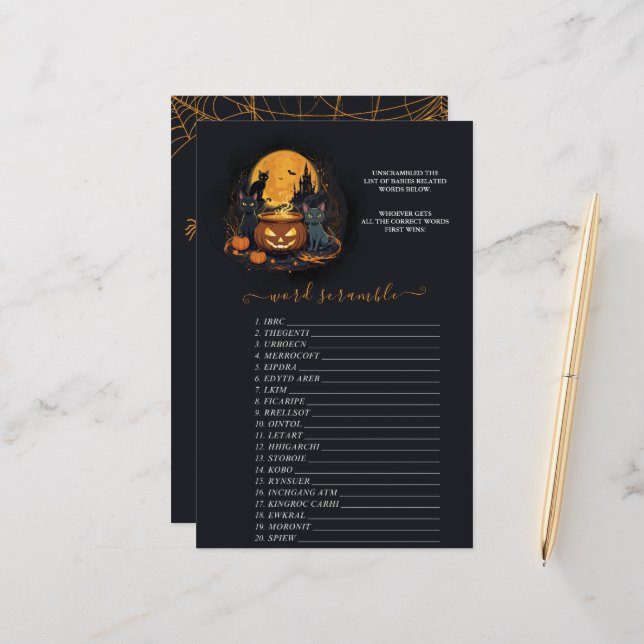 A Baby Is Brewing Halloween Baby Shower Word Game (Front/Back In Situ)