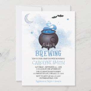 A Baby is Brewing Halloween Boy Baby Shower Invitation