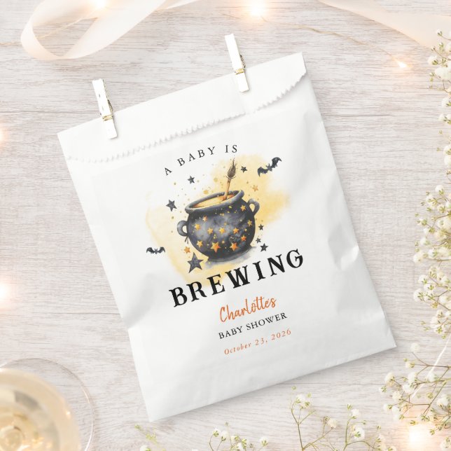 A Baby is Brewing Halloween Cauldron Baby Shower Favour Bags (Clipped)
