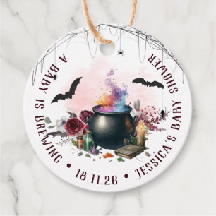 A Baby Is Brewing Halloween Cauldron Baby Shower Favour Tags