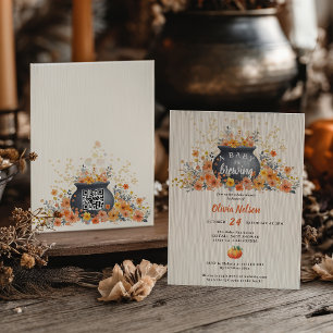 A Baby Is Brewing Halloween Floral Baby Shower Invitation