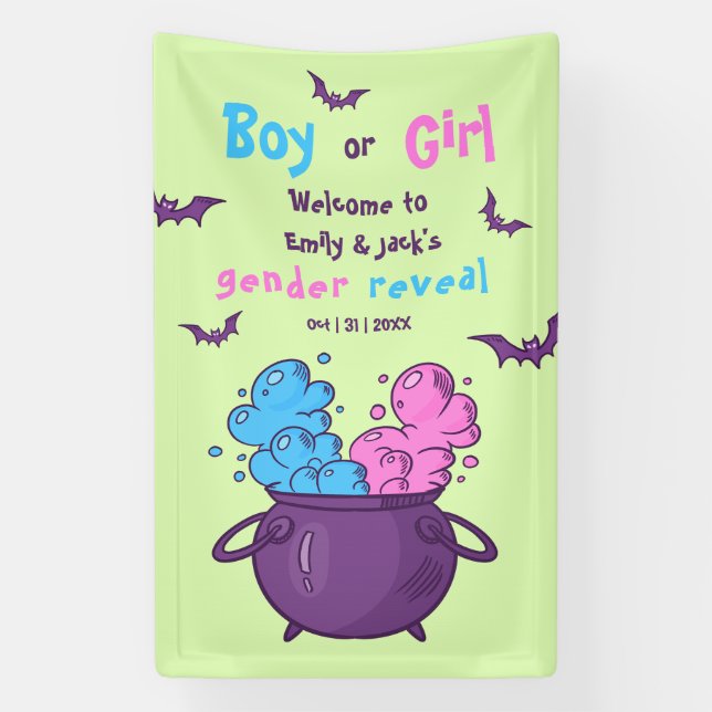 A Baby is Brewing Halloween Gender Reveal Banner (Vertical)