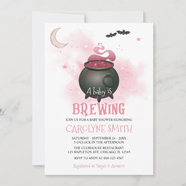 A Baby is Brewing Halloween Girl Baby Shower Invitation (Front)