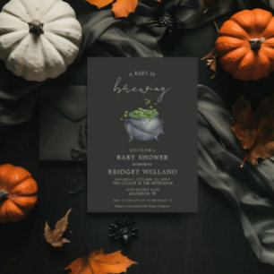 A Baby is Brewing Halloween   Invitation