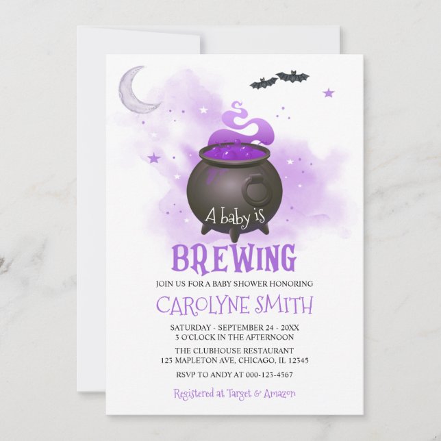 A Baby is Brewing Halloween Neutral Baby Shower Invitation (Front)