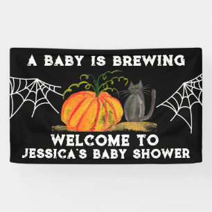 A Baby is Brewing Halloween Pumpkin Baby Shower Banner