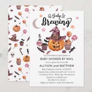 A Baby Is Brewing Halloween Shower by Mail Invitation