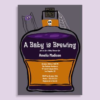 A Baby Is Brewing Halloween Shower Invitation