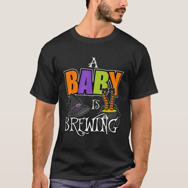 A Baby Is Brewing Halloween Theme Baby Shower Spoo T-Shirt (Front)