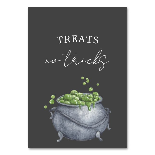 A Baby is Brewing Halloween | Treats & No Tricks Table Number (Front)