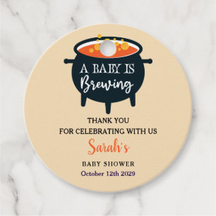 A Baby Is Brewing Halloween Witch Baby Shower Favour Tags