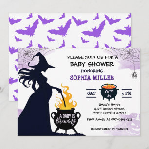 A Baby Is Brewing Halloween Witch Baby Shower Invitation
