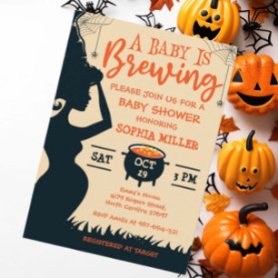 A Baby Is Brewing Halloween Witch Baby Shower Invitation