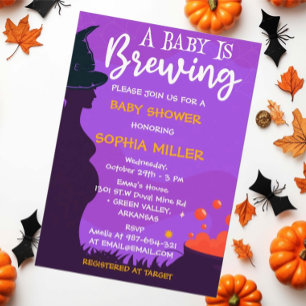 A Baby Is Brewing Halloween Witch Baby Shower Invitation