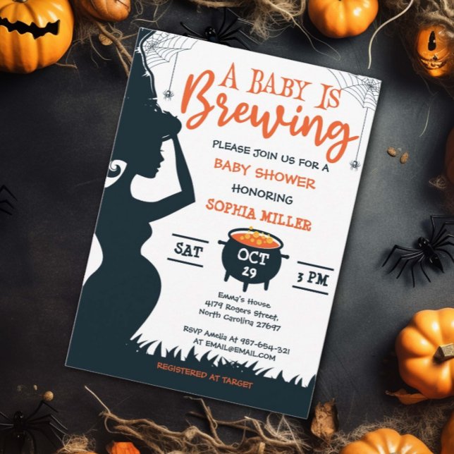 A Baby Is Brewing Halloween Witch Baby Shower Invitation (Creator Uploaded)