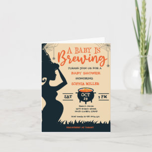 A Baby Is Brewing Halloween Witch Baby Shower Invitation