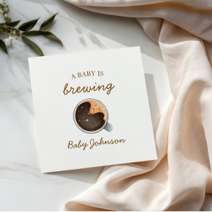 A Baby Is Brewing Hand drawn Baby Shower Custom Napkin