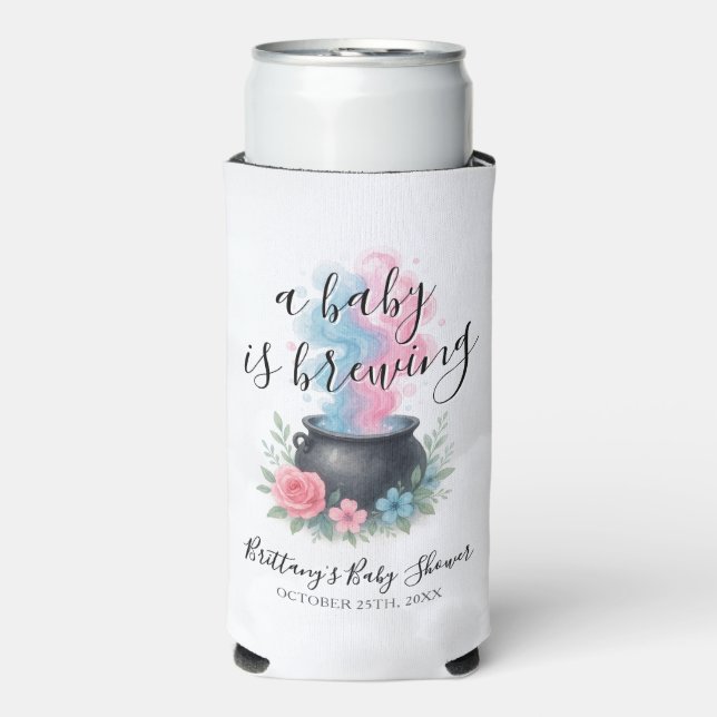 A Baby Is Brewing He or She Cauldron Seltzer Can Cooler (Seltzer Front)