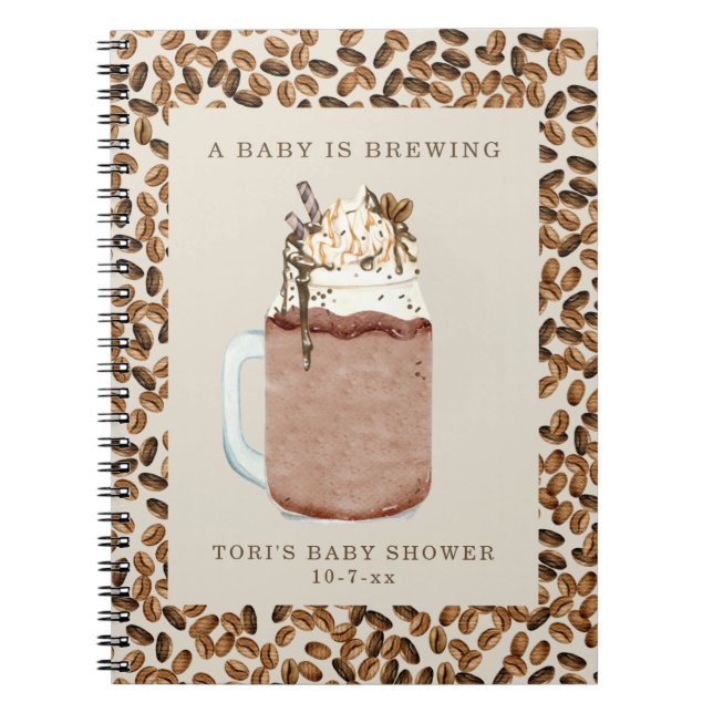 A Baby Is Brewing Iced Coffee Baby Shower Guest Notebook (Front)