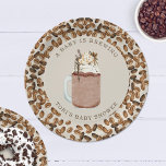 A Baby Is Brewing Iced Coffee Baby Shower Paper Plate<br><div class="desc">"A baby is brewing" baby shower theme with Illustration of iced coffee in a mason jar topped with chocolate and caramel with coffee bean border.</div>