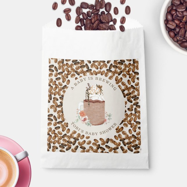 A Baby Is Brewing Iced Coffee Floral Baby Shower Favour Bags (Creator Uploaded)