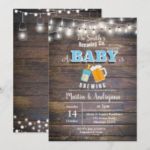 A baby is brewing invitation Boy BaByQ invitation