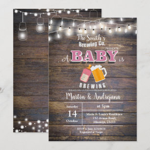 A baby is brewing invitation Girl BaByQ invitation