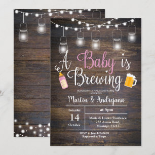 A baby is brewing invitation Girl pink invitation
